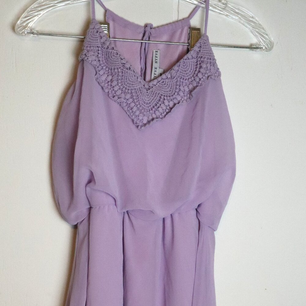 HYFVE Light Purple Tank Dress Sheer Overlay Sundress Crochet Juniors Large